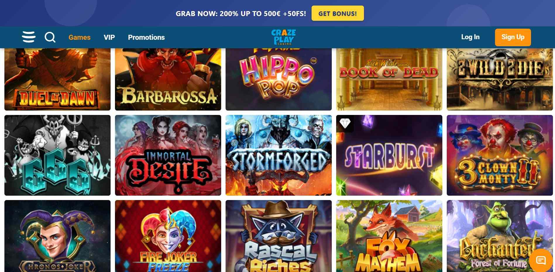 Craze Play casino games