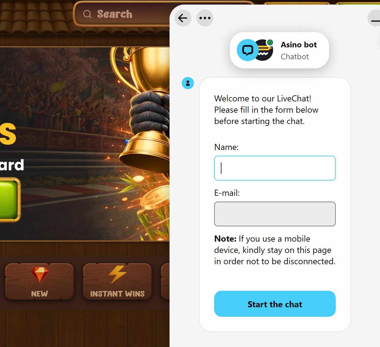Asino casino support