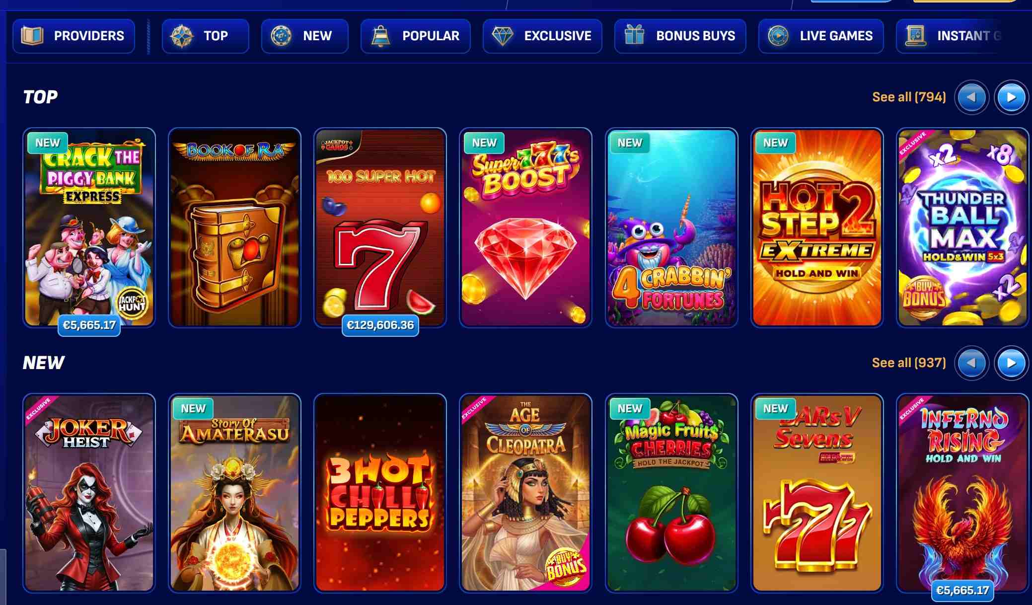 Wonaco Casino games